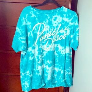 panic! at the disco short sleeved tie dye shirt.